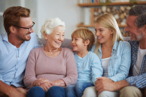 Family visiting resident in assisted living at The Parks at Garland Healthcare and Rehabilitation in Garland, TX