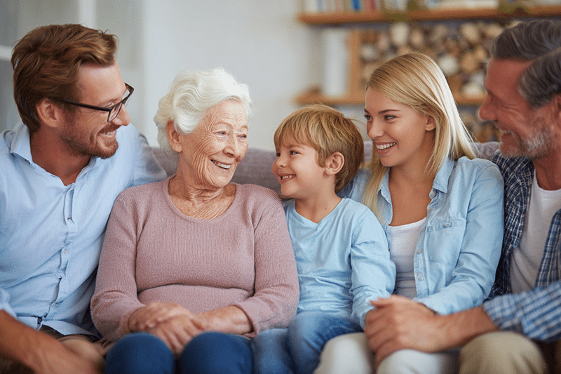 Family visiting resident in assisted living at The Parks at Garland Healthcare and Rehabilitation in Garland, TX