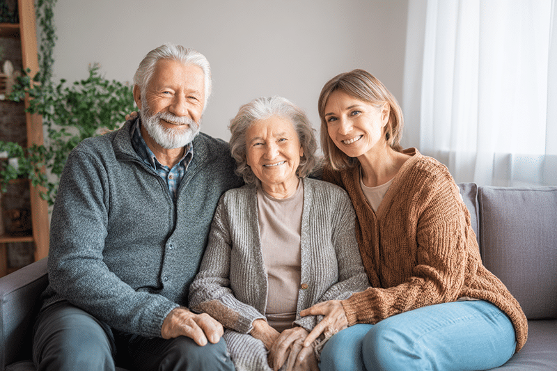 Daughter with mom and dad trying to decide on short-term rehab at The Parks at Garland Healthcare and Rehabilitation in Garland, TX